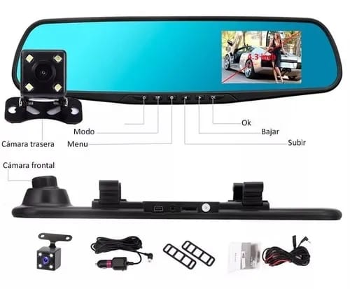 Espejo Retrovisor Doble Cámara