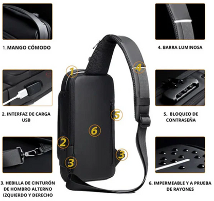 Bolso Anti-Robo Impermeable con Puerto USB