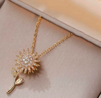 🌻 Collar Giratorio de Girasol en Acero Inoxidable (Sin cofre, incluye caja de regalo)