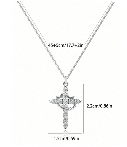Collar Cruz y Corona Bendita Protección (Acero Inoxidable)
