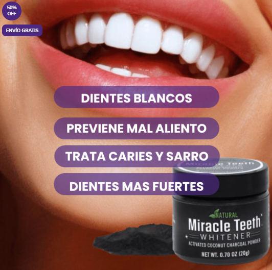 Blanqueador Dental Miracle Teeth Carbón Activado