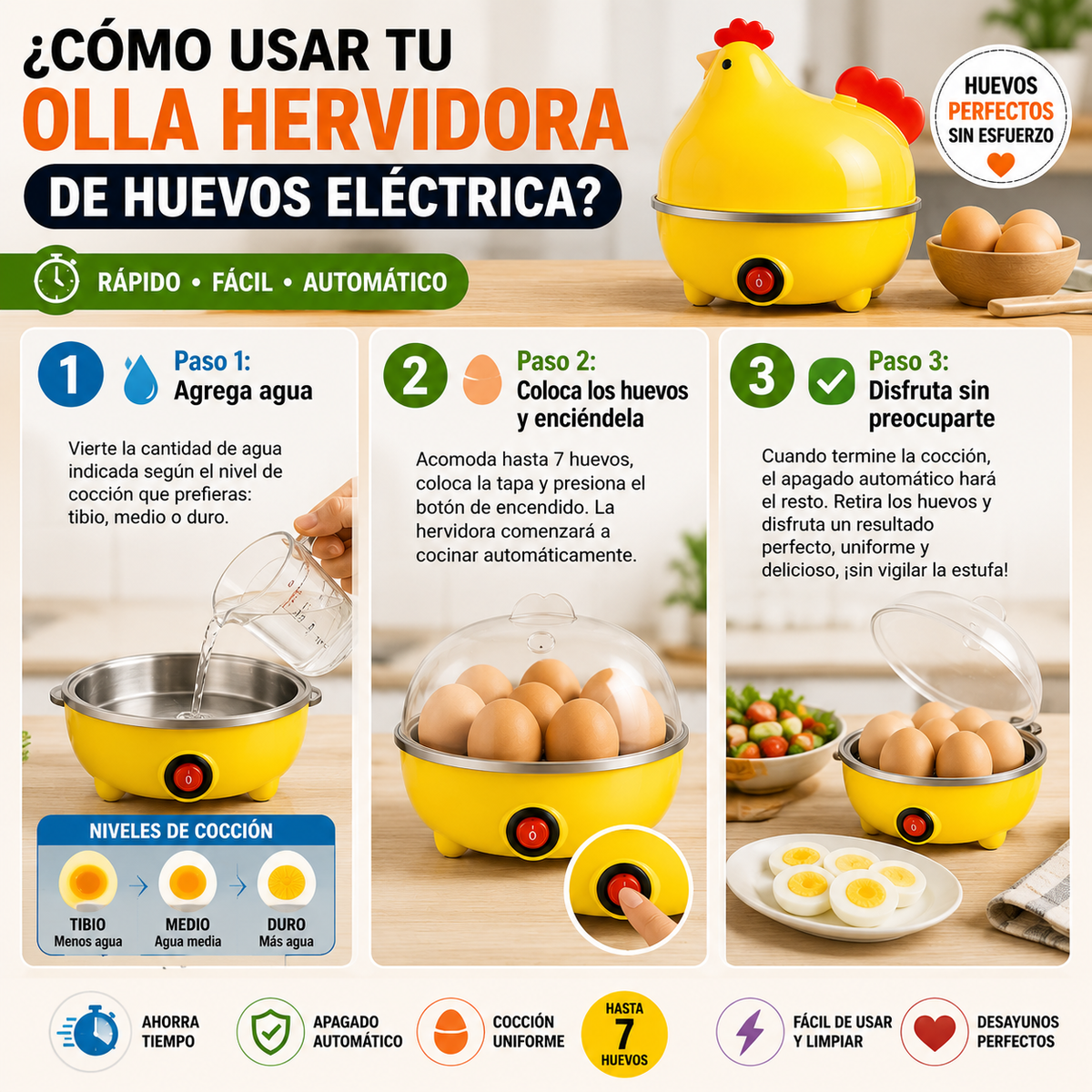 Olla Hervidora de Huevos Eléctrica
