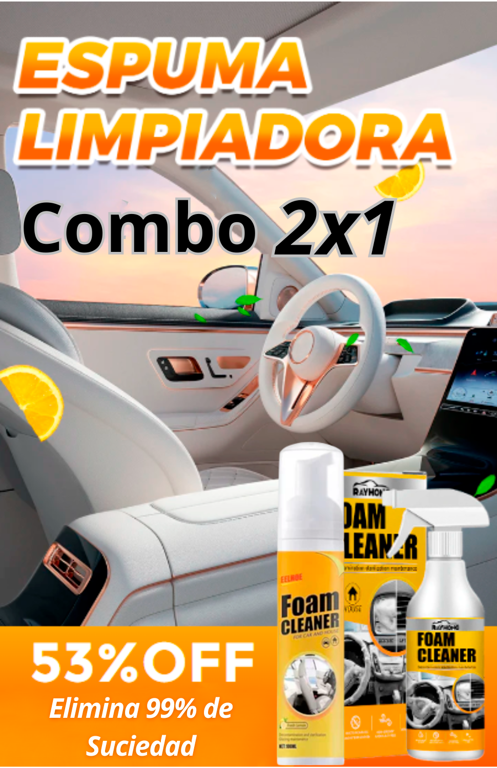 (2x1) Espuma Limpiadora Multiusos "Foam Cleaner" (1 Grande y 1 Pequeño)