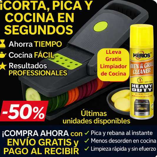 "7 en 1" Picador de Verduras MultiFuncional + 1 Desengrasante de Cocina Gratis😍