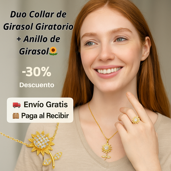 Collar y Anillo Girasol Brillante