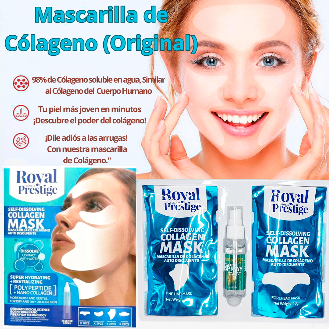 Parches de Mascarilla Soluble de Colágeno Hidrolizado (Incluye Spray de Colágeno)