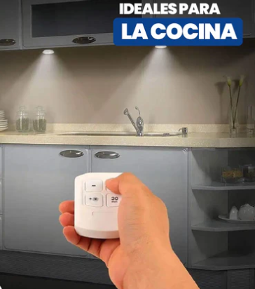Set de 4 Luces Led Inalambricas con control Remoto